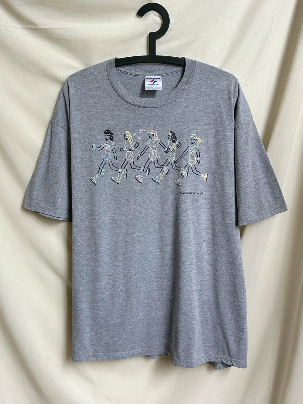 90s vintage Runner Girls T-shirt, Sam Sport Motif 90s Aerobics Cartoon Exercise